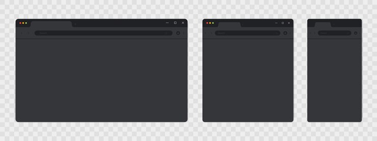 Vector ventana del navegador en la tableta de la computadora y el teléfono inteligente búsqueda en internet ilustración plana vectorial