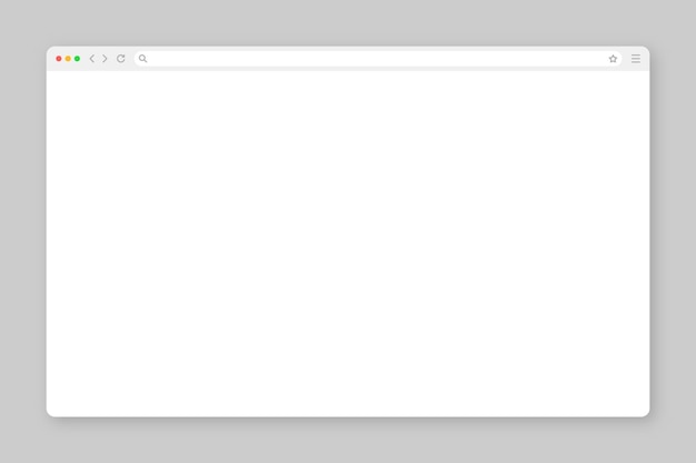 Ventana del navegador web en blanco con barra de herramientas y campo de búsqueda Página de Internet del sitio web moderno en estilo plano Maqueta del navegador para tableta de computadora y teléfono inteligente Ilustración vectorial