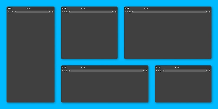 Vector ventana de navegador web en blanco con barra de herramientas de pestaña y campo de búsqueda página de internet de sitio web moderno en plano