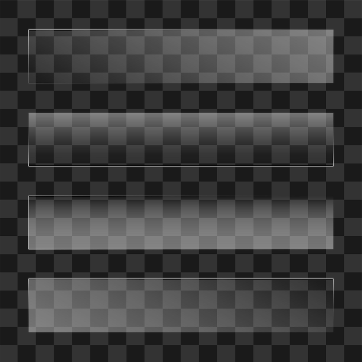 Vector ventana de placa de vidrio transparente realista en el marco rectangular vector
