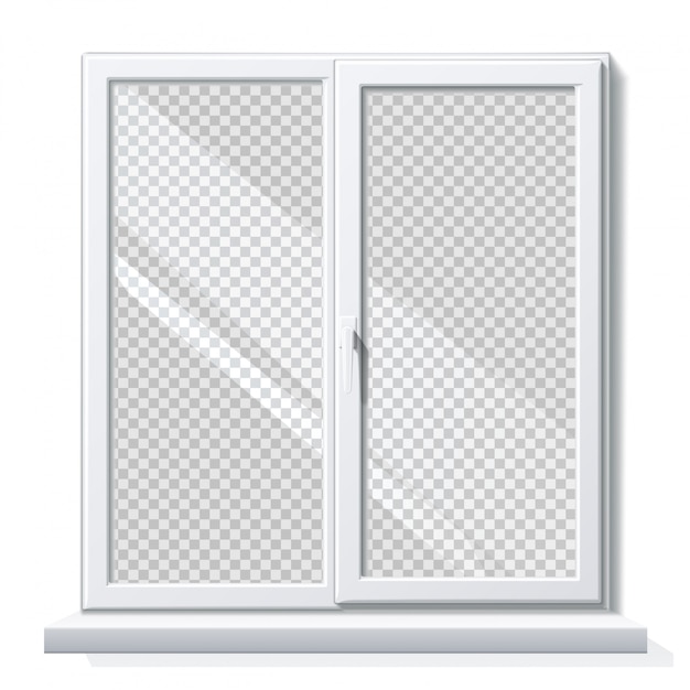 Vector ventana de pvc realista en blanco blanco