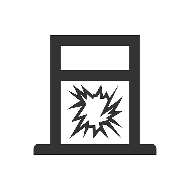 Ventana rota icono negro ilustración vectorial diseño plano