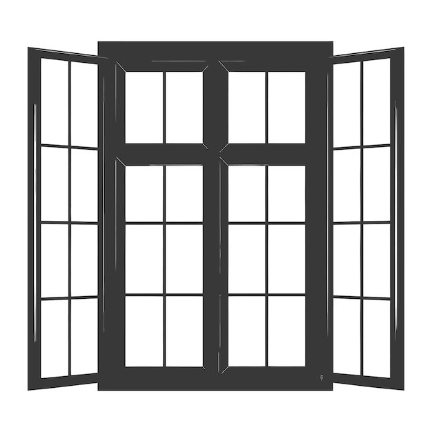 Vector ventana de silueta de color negro clásico sólo lleno