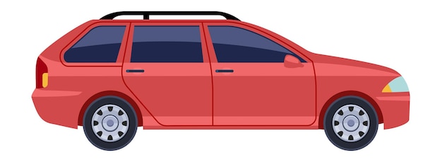 Ventana trasera roja. Icono de coche de ciudad vista lateral