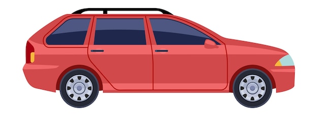 Vector ventana trasera roja. icono de coche de ciudad vista lateral