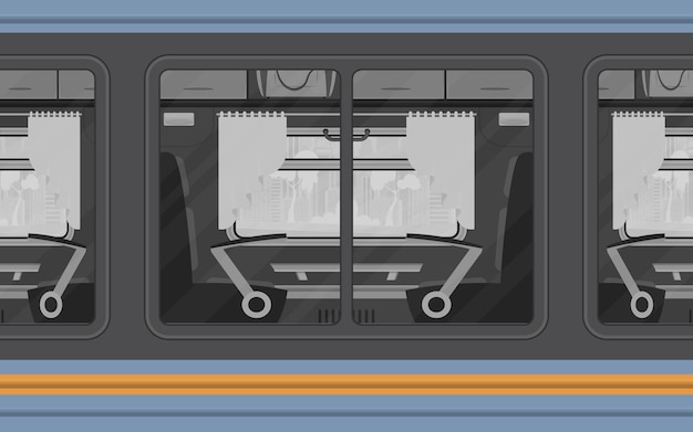 Vector ventanas del compartimento del tren electricidad exterior estilo de dibujos animados estilo plano