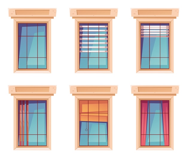 Vector ventanas marco arquitectura vintage arco balcón aislado conjunto diseño elemento concepto ilustración