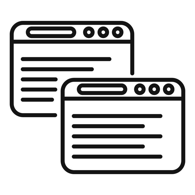 Ventanas de páginas web que muestran contenido de texto para el diseño web