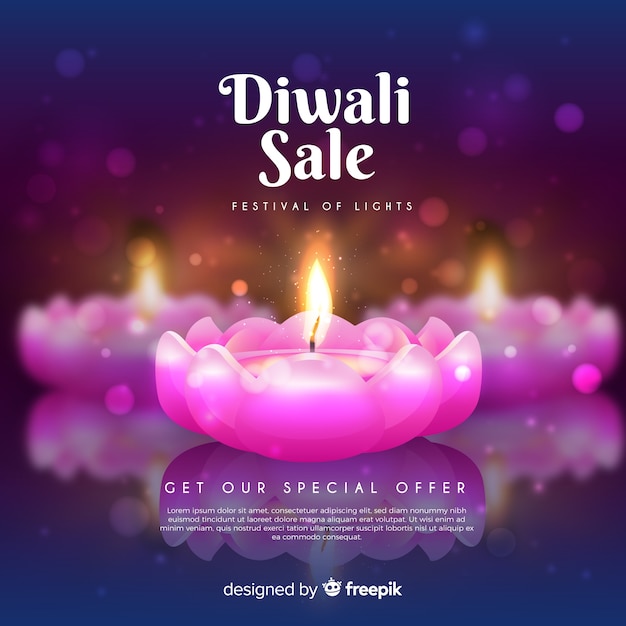 Ventas del festival de diwali con hermosas velas rosas