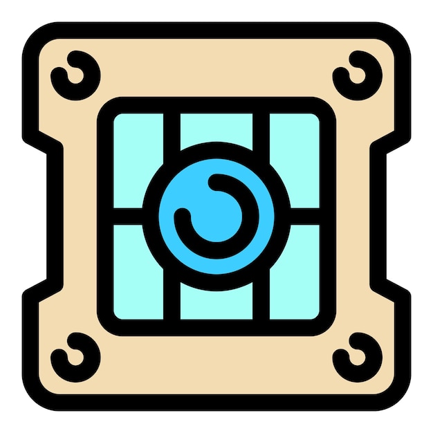 Ventilación cuadrada con icono de rejillas Contorno ventilación cuadrada con rejillas vector icono color plano aislado