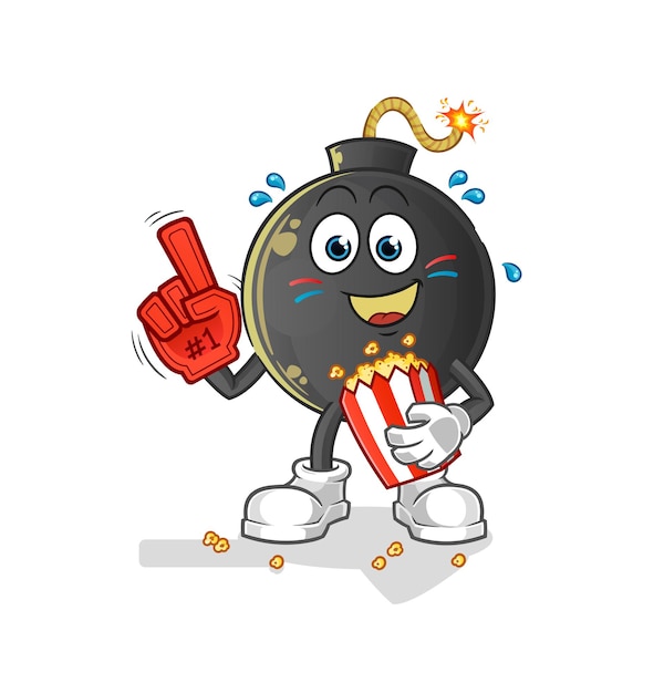 Ventilador de bomba con ilustración de palomitas de maíz. vector de personaje