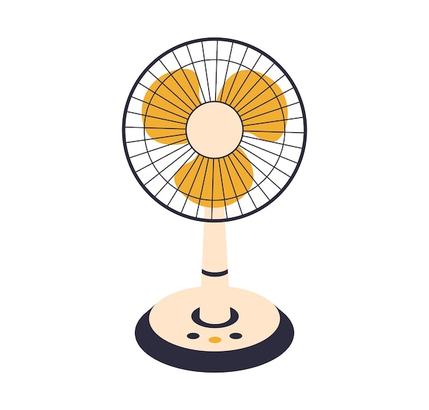 ventilador eléctrico aislado en el fondo. Dispositivos domésticos para refrigeración y acondicionamiento de aire, ilustración de control de clima