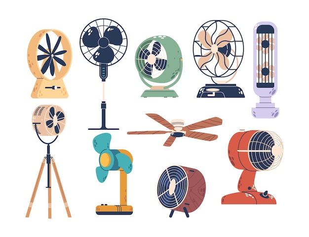 Ventiladores eléctricos de piso, techo y mesa Dispositivos que hacen circular el aire con electricidad