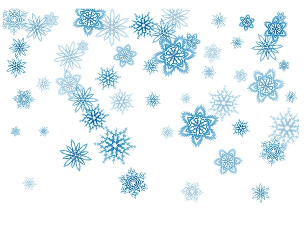 La ventisca de copos de nieve azules de Navidad fluye a la luz