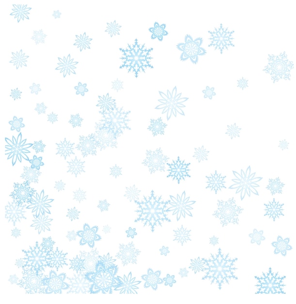 La ventisca de copos de nieve azules de Navidad fluye a la luz