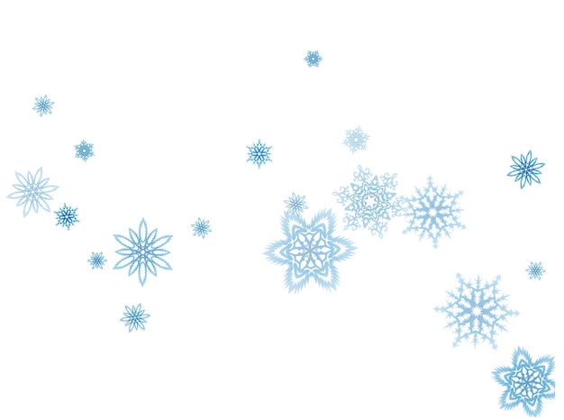 La ventisca de copos de nieve azules de Navidad fluye a la luz