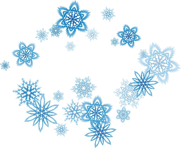 La ventisca de copos de nieve azules de Navidad fluye a la luz