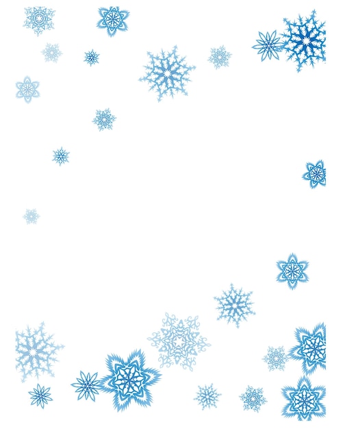 La ventisca de copos de nieve azules de Navidad fluye a la luz