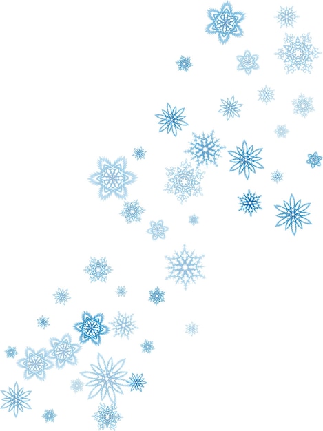 La ventisca de copos de nieve azules de Navidad fluye a la luz