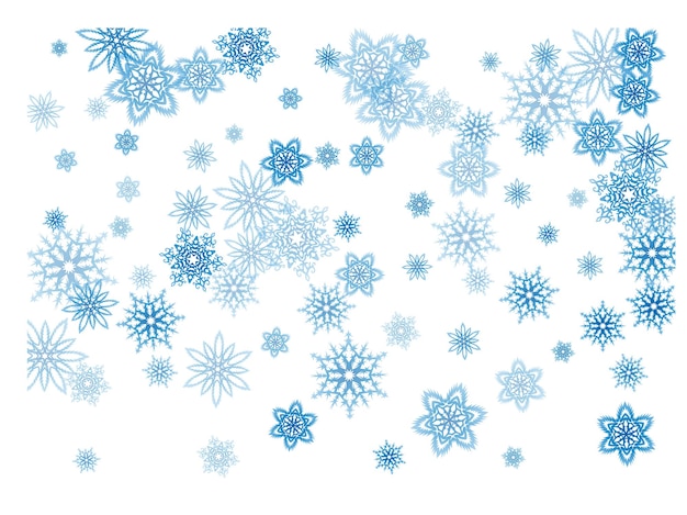 La ventisca de copos de nieve azules de Navidad fluye a la luz