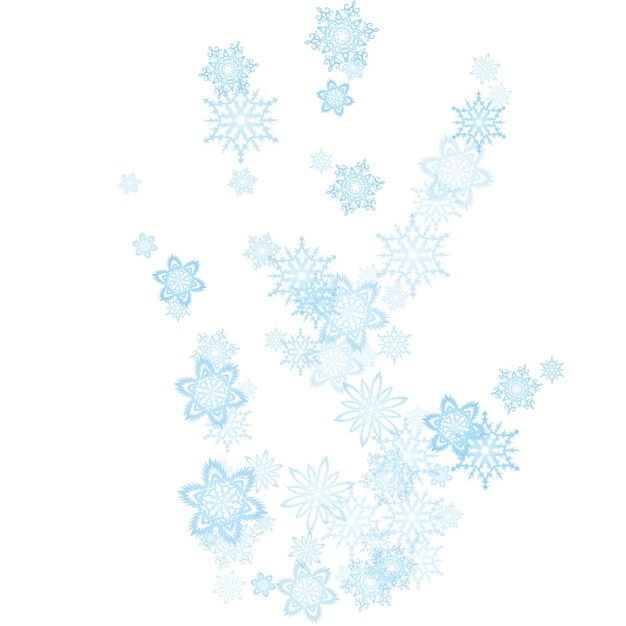 La ventisca de copos de nieve azules de Navidad fluye a la luz