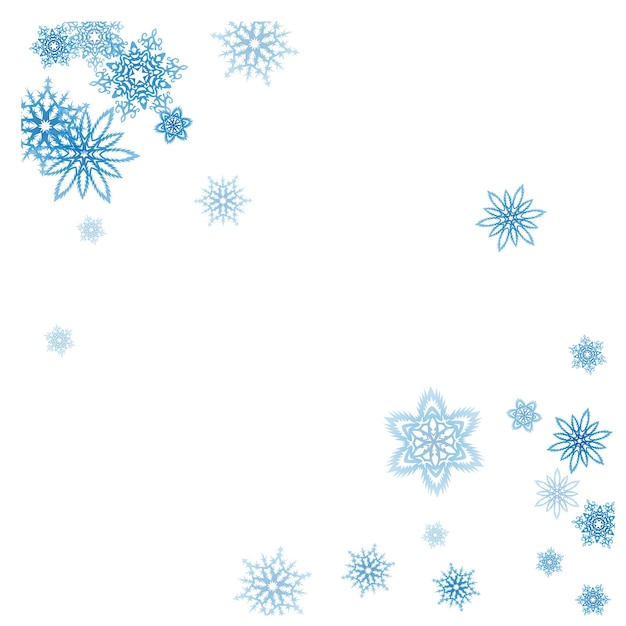 La ventisca de copos de nieve azules de Navidad fluye a la luz
