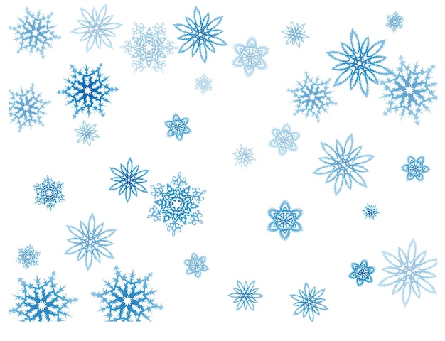 La ventisca de copos de nieve azules de Navidad fluye a la luz