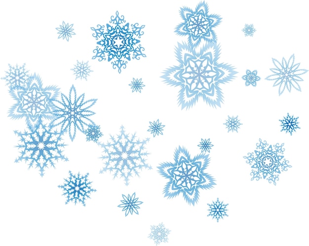 La ventisca de copos de nieve azules de Navidad fluye a la luz