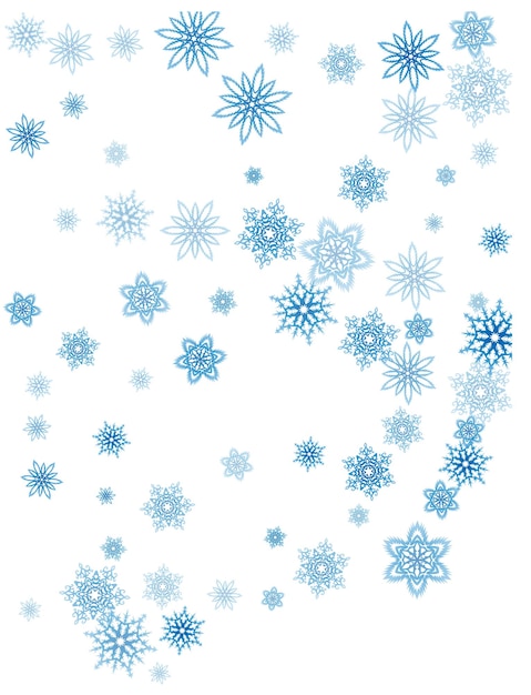 La ventisca de copos de nieve azules de Navidad fluye a la luz