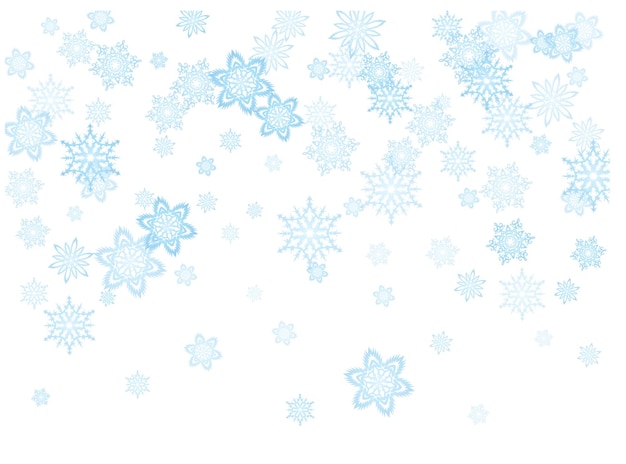 La ventisca de copos de nieve azules de Navidad fluye a la luz