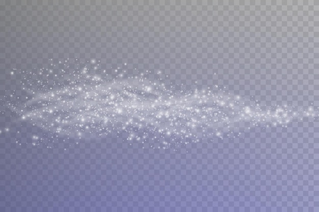 Ventisca de invierno con destellos de nieve sobre un fondo transparente frío viento de invierno frío ilustración de vacaciones de la noche de Navidad