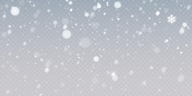 Ventisca de nieve Fondo de invierno de Navidad Los copos de nieve se arremolinan sobre un fondo transparente Vector