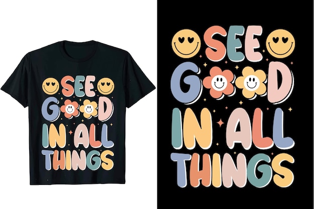 ver bien en todas las cosas Diseño de camiseta ondulada retro