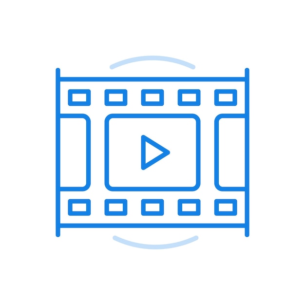 Ver icono de vector de línea de video conveniente tecnología multimedia con diseño digital