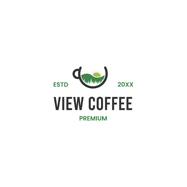 Ver logotipo de café panorama logotipo de café diseño de logotipo de café de bosque bueno para su negocio de café