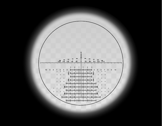 Vector ver a través de la mira óptica escala militar