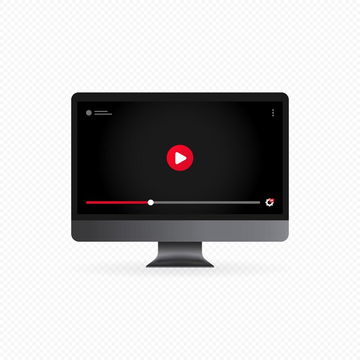 Vector ver video en concepto de computadora o transmisión de video en línea y botón de pausa