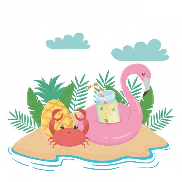 Verano y elementos de vacaciones.