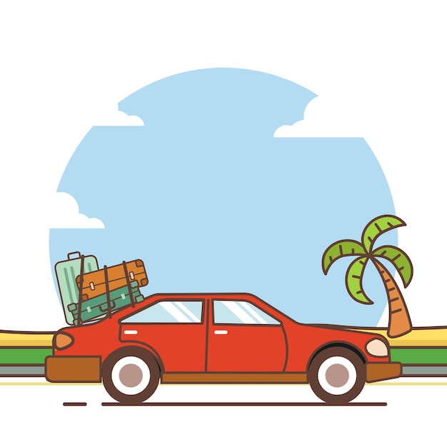 Vector verano de fondo con ilustración de coche