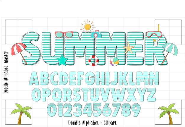 verano garabateo alfabeto paquete verano vida png letras sublimación diseño verano png verano alfa
