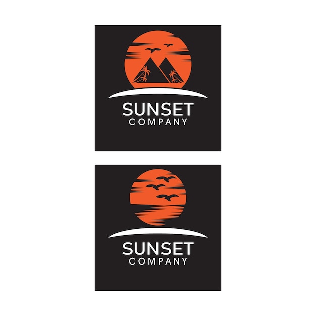 Verano playa costa isla mar océano con pájaros y rayos de sol de verano inspiración para el diseño del logotipo