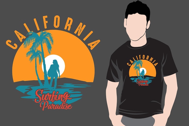 Vector verano surf impresionante camiseta tipografía diseño gráfico ilustración vector arte