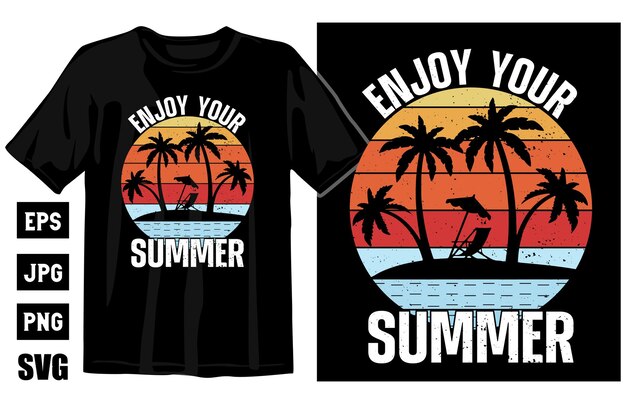 Verano vintage vector camiseta diseño surf camiseta vector ilustración