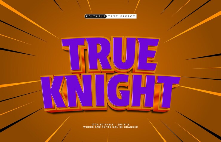 Vector verdadero caballero efecto de texto editable con un estilo de texto para niños y juegos