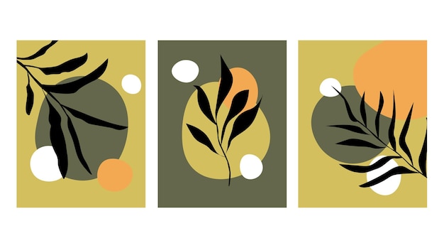 verde y amarillo 3 juegos de plantillas de arte de ilustración gráfica de estilo boho