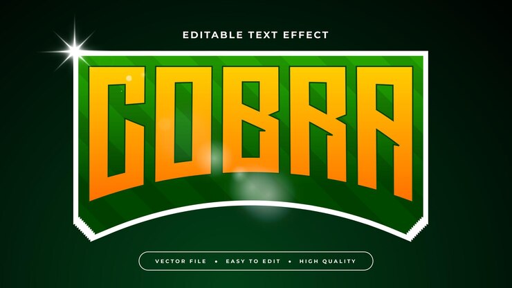 Vector verde y amarillo cobra estilo de fuente de efecto de texto editable en 3d