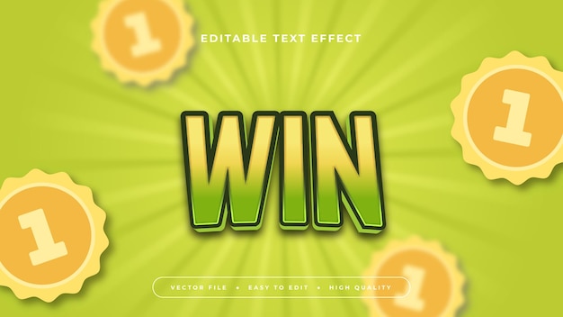 El verde amarillo y el naranja ganan el estilo de fuente de efecto de texto editable en 3D