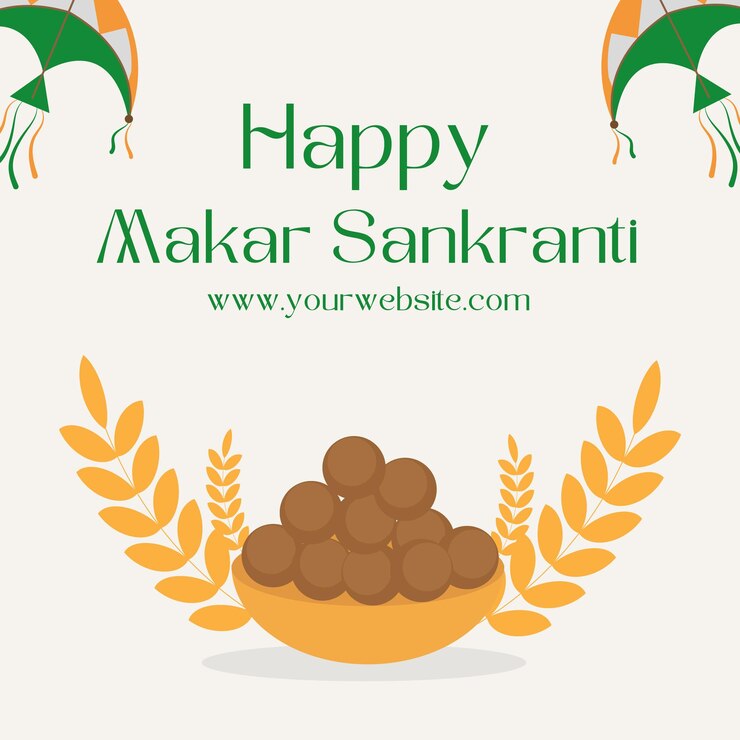 Vector el verde y el amarillo simple makar sankranti instagram post