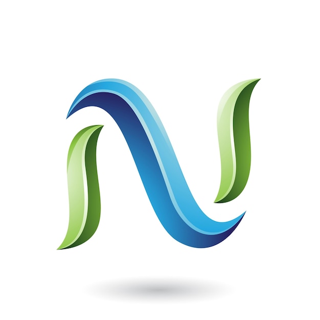 Verde y azul brillante serpiente en forma de letra N Vector ilustración