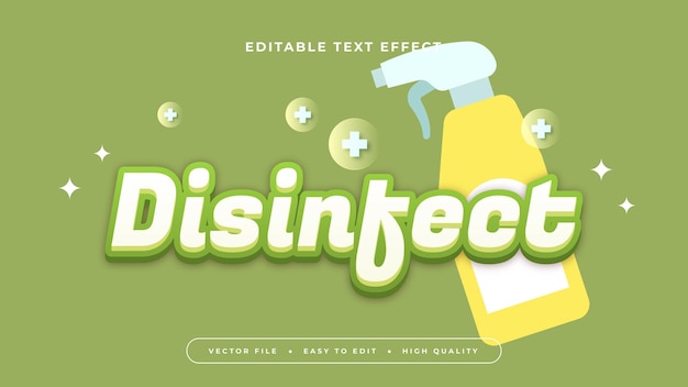 Verde blanco y amarillo desinfectar estilo de fuente de efecto de texto 3D editable